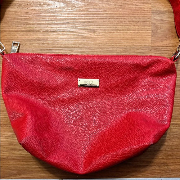 bcbg paris red faux vegan leather red tote bag crossbody purse Sm stain inside - Picture 5 of 16